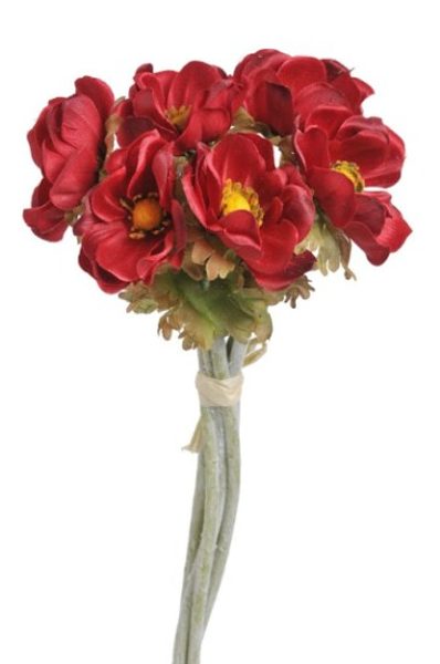 Kytice sasanek anemon tmavě červené 6 kusů