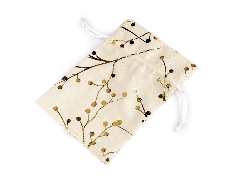 Dárkový pytlík 13x18 cm sametový, metalické větvičky