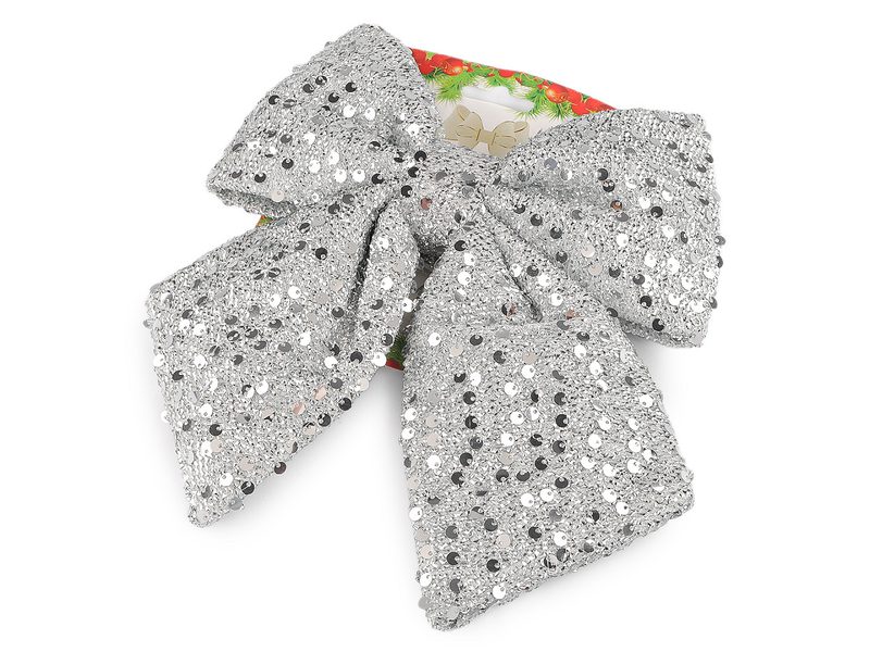 Vánoční mašle s flitry 21x24 cm