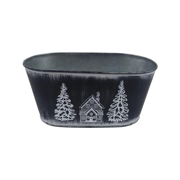Květináč plechový ovál K3750/2 - 23,5 x 13 x 10,5 cm
