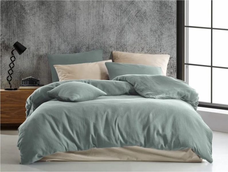 Mušelínové povlečení 140x200, 70x90cm světle zelené