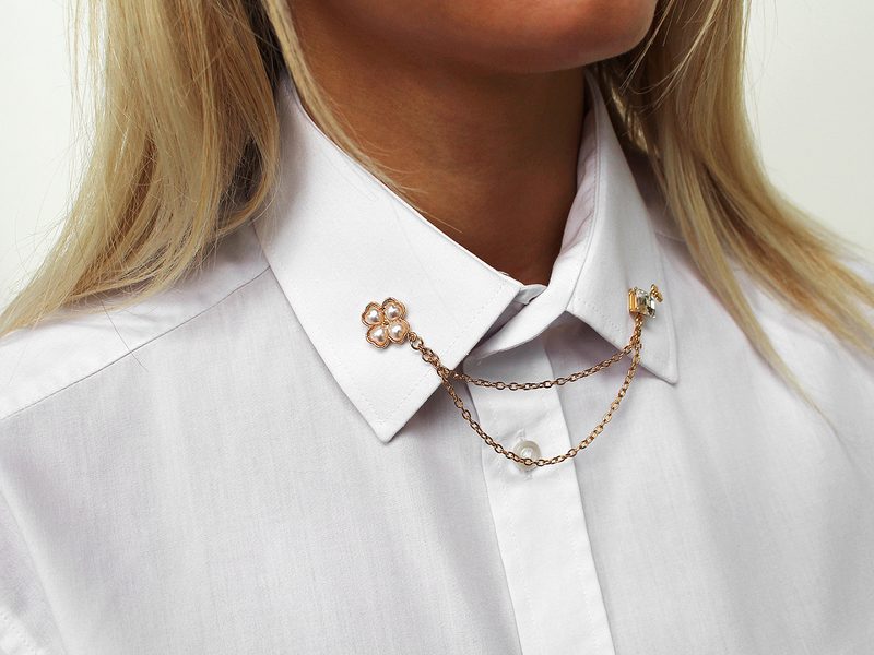 Brož / spona dragoun s broušenými kamínky čtyřlístek