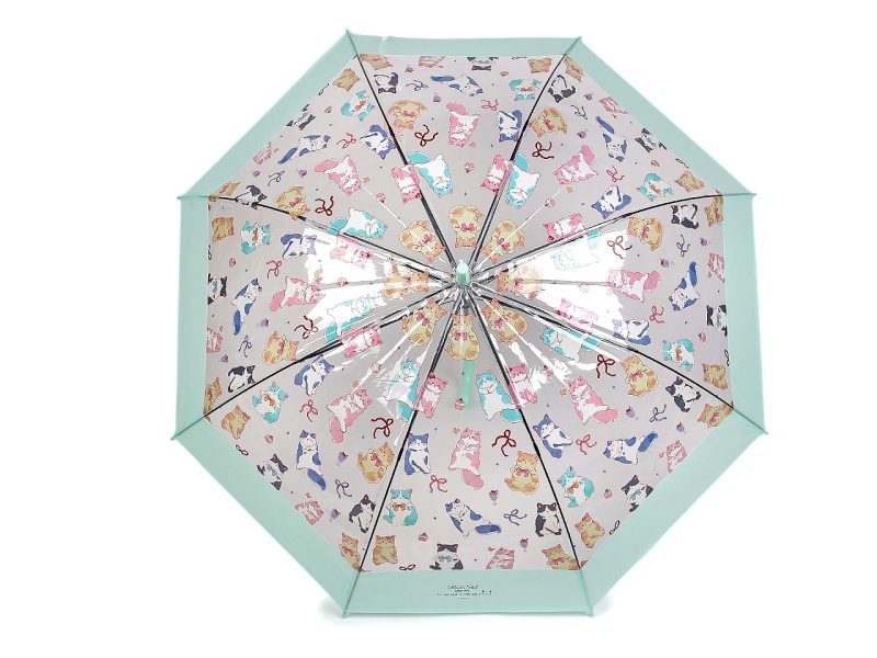 Dámský / dívčí průhledný vystřelovací deštník kočky