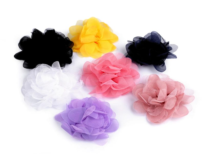 Šifónový květ Ø8 a 9 cm 4 ks