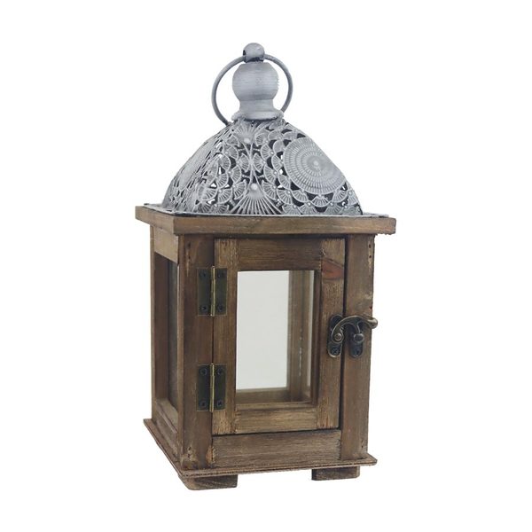 Dřevěná lucerna velká 28,5 cm D7096