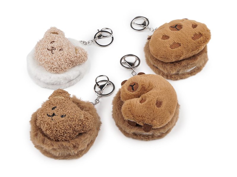 Plyšové kosmetické zrcátko / přívěsek na kabelku medvěd, kapybara