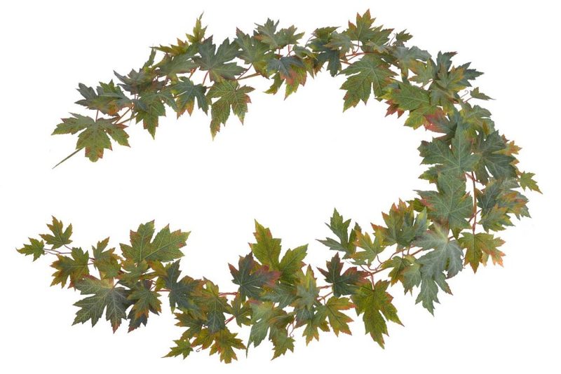 Javor - girlanda 194 cm - zelená s oranžovými konci