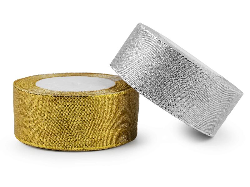 Brokátová stuha šíře 38 mm s lurexem návin 22,5 metrů