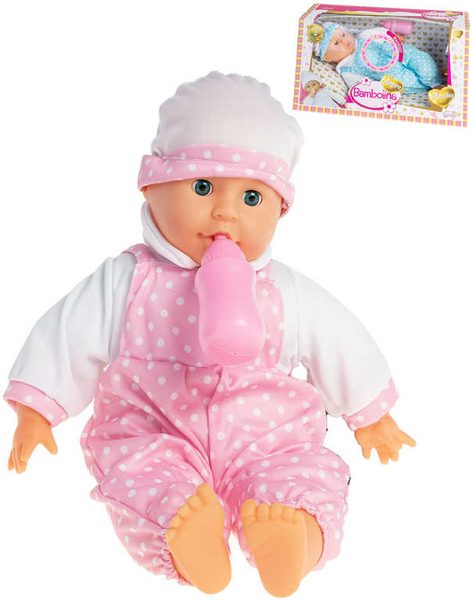 Baby panenka Bambolina Amore miminko set s lahvičkou s melodiemi na baterie Zvuk