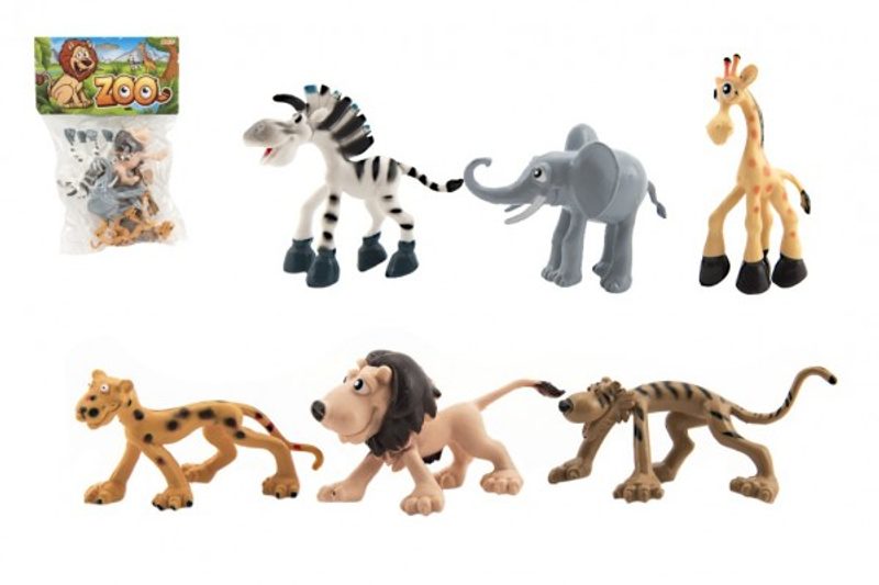 Zvířátka veselá safari ZOO plast 9-10cm 6 kusů