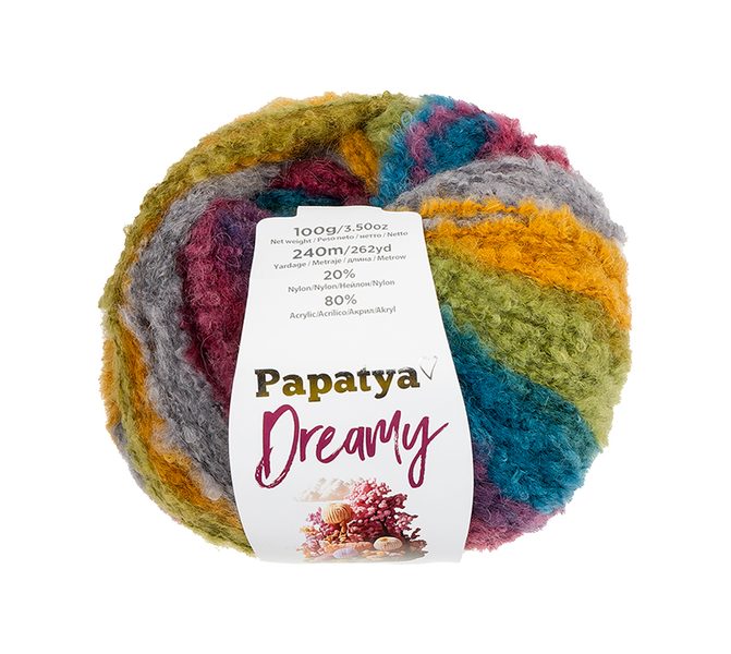 Příze PAPATYA DREAMY Modrá,Zelená,Hořčicová 06 100g / 240 m