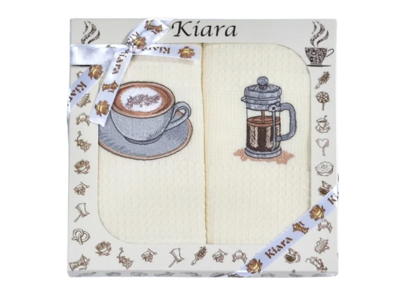Dárková sada utěrek KIARA Šálek a moka konvička 50x70 cm, 2 ks