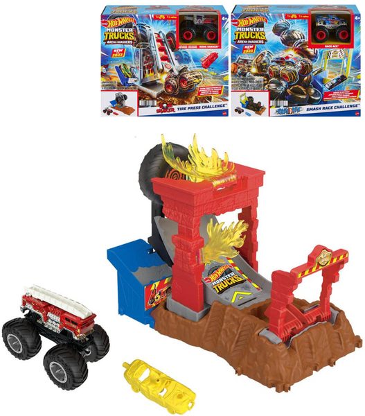 MATTEL HOT WHEELS Monster Trucks Aréna: Závodní výzva set s autem 3 druhy