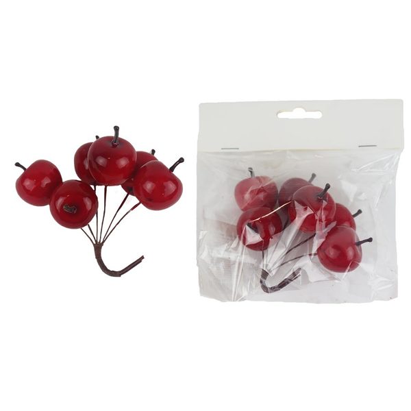 Dekorační jablíčka na drátku, 6 ks X7610-08 - 12 × 20 × 3 cm