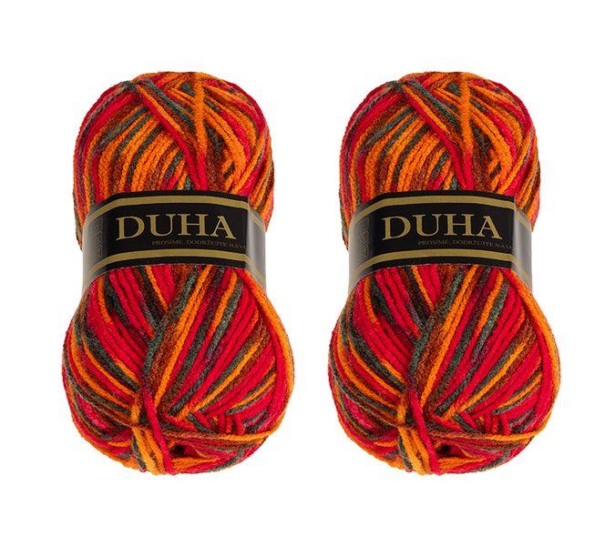 SET 2ks - Příze DUHA Oranžová,Hnědá,Červená /048