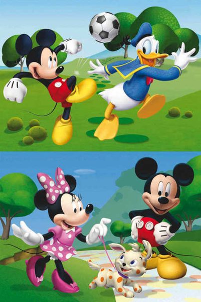 Dřevěné kostky obrázkové Mickey Mouse set 12ks kubus