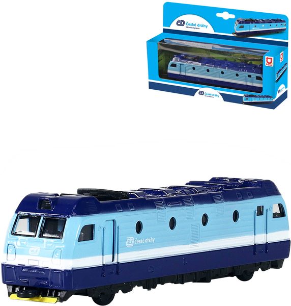 Lokomotiva elektrická České dráhy kovový vláček mašinka zpětný chod v krabici