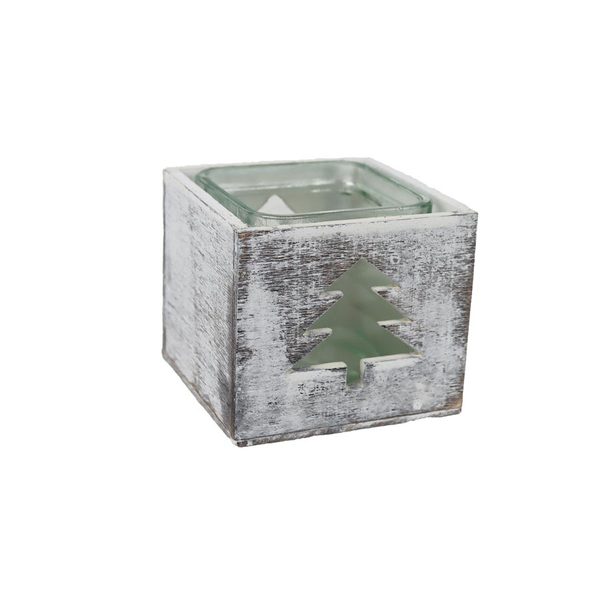 Dekorační svícen stromeček D7993 - 9.5x9.5x8cm