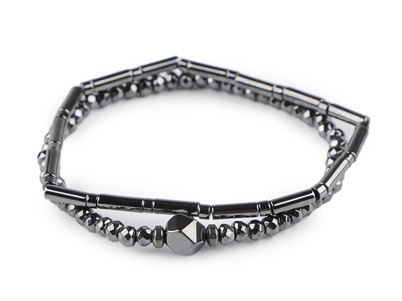 Pružné náramky z hematitu sada 2 ks