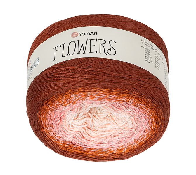 Příze Flowers Hnědá,Růžová 288