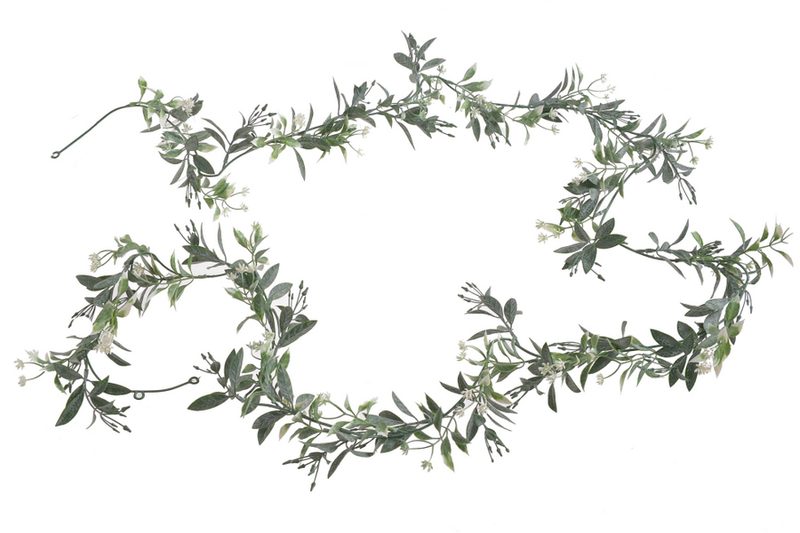 Umělá girlanda ruscus 240 cm - zelená/bílá