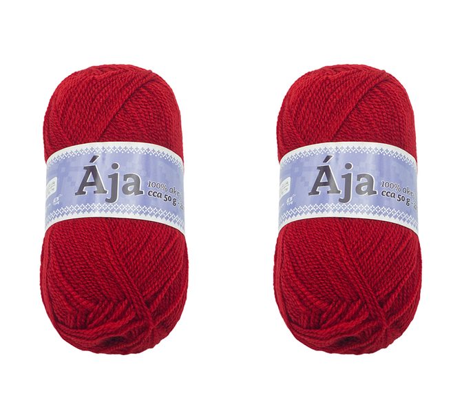 SET 2ks - Příze ÁJA Červená 933 50g / 217 m