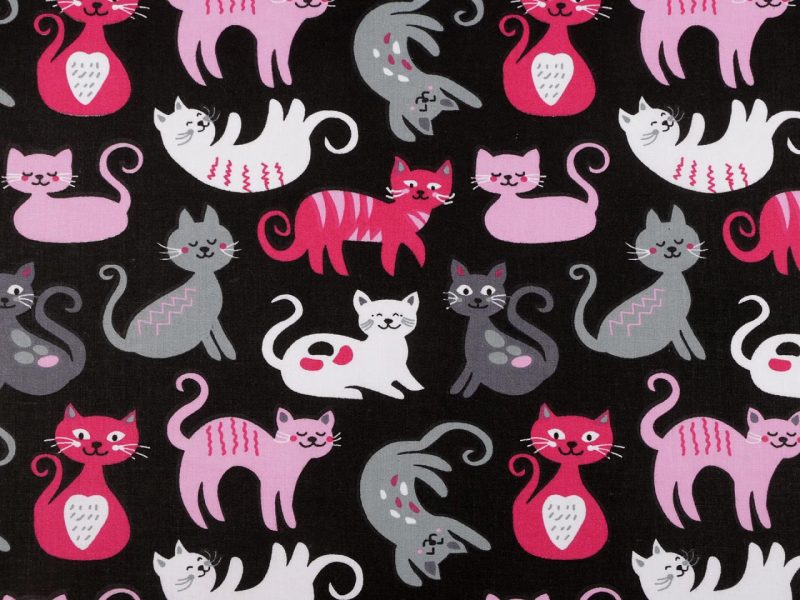 Bavlněná látka / plátno kočky METRÁŽ
