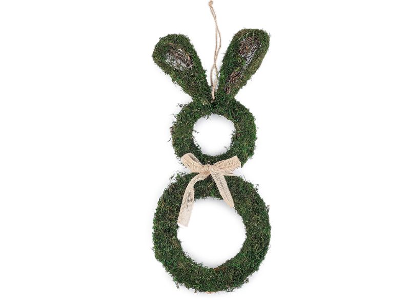 Velikonoční zajíček z proutí a mechu k zavěšení a k dalšímu dotvoření