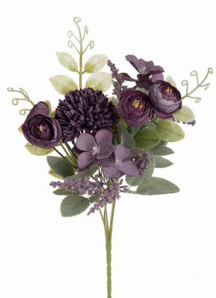 Kytice mix s ranunculusem - švestková