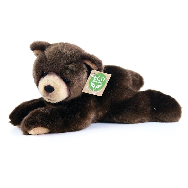 Plyšový medvěd tmavě hnědý ležící 15 cm