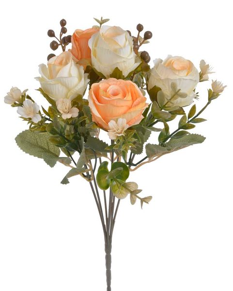 Kytice růžiček 30 cm - krémová meruňková