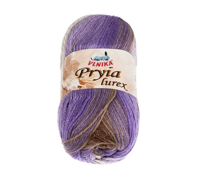 Příze PRYIA lurex Fialová,Hnědá 310 100g / 245 m