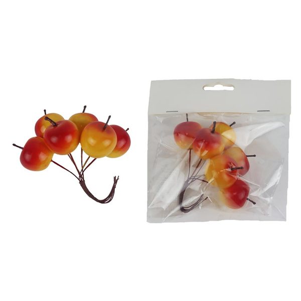 Dekorační jablíčka na drátku, 6 ks X7610-04 - 12 × 20 × 3 cm