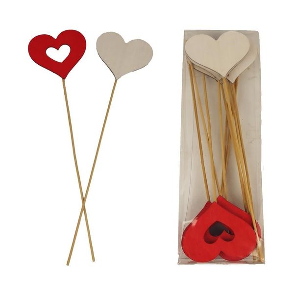 Zápich srdce, 12 ks D4608 - 8 x 0,2 x 7,5 / 30,5 cm