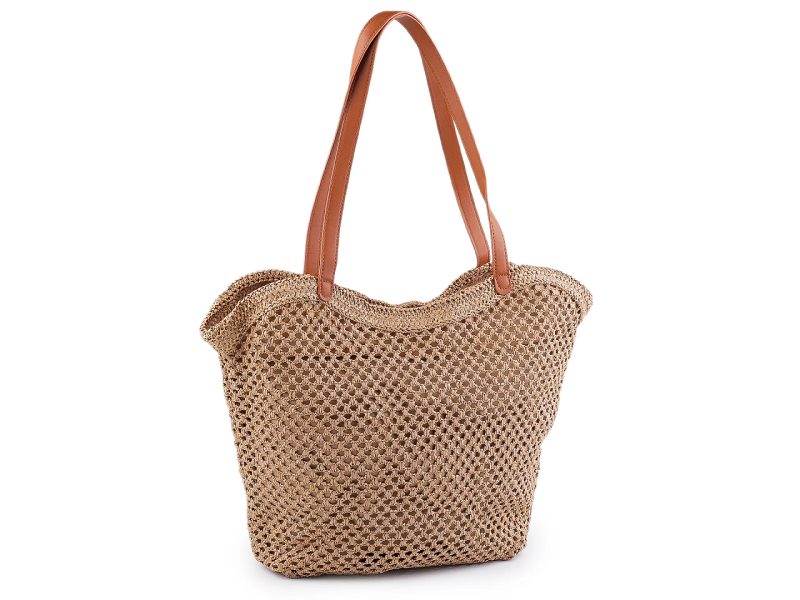 Háčkovavá kabelka z rafie - lýka se zipem 47x36 cm