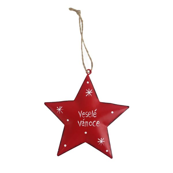Hvězda k zavěšení VESELÉ VÁNOCE K3776-08 - 9.5 cm
