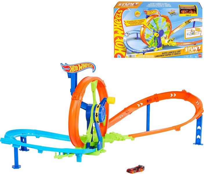 Hot Wheels řetězový náraz (akční dráha + autíčko) Mattel
