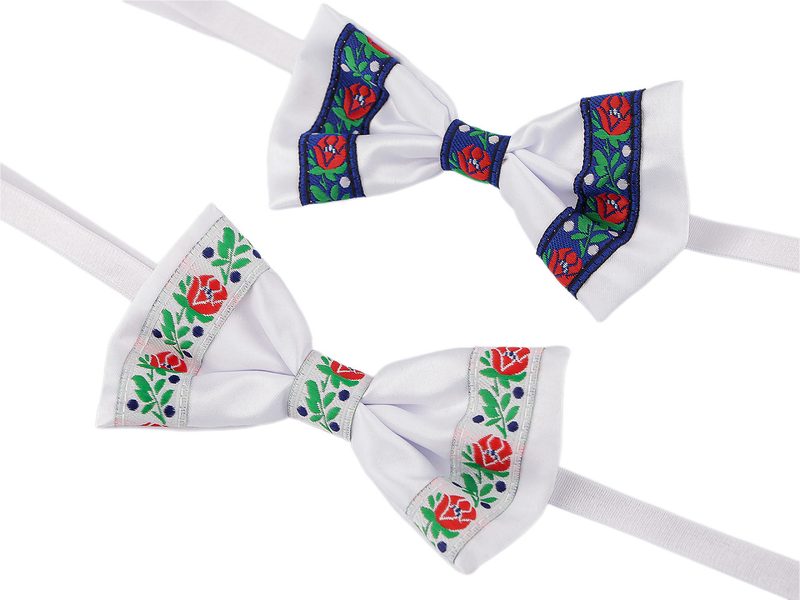 Saténový motýlek folklor hand made, délka 12 cm