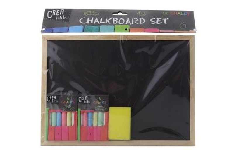 Tabulka na křídy – sada s barevnými křídami a houbičkou