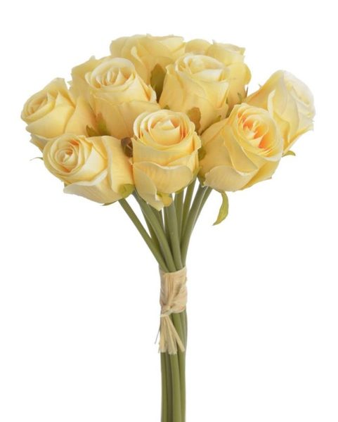 Umělé růže svazek 12 ks - žlutokrémová