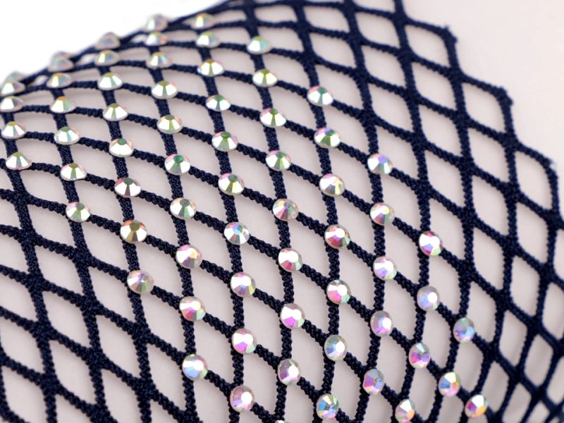 Pružná síťovina / prýmek / vsadka s broušenými kamínky šíře 75 mm METRÁŽ