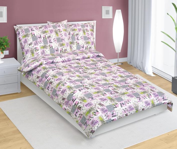 Povlečení bavlněné - 140x220, 70x90 cm Patchwork lila