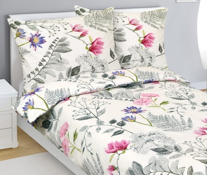 Povlečení bavlněné Šedá,Smetanová,Růžová 90/198