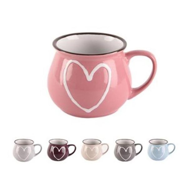 Hrnek keramický SRDCE 320 ml SADA mix 6ks O0268