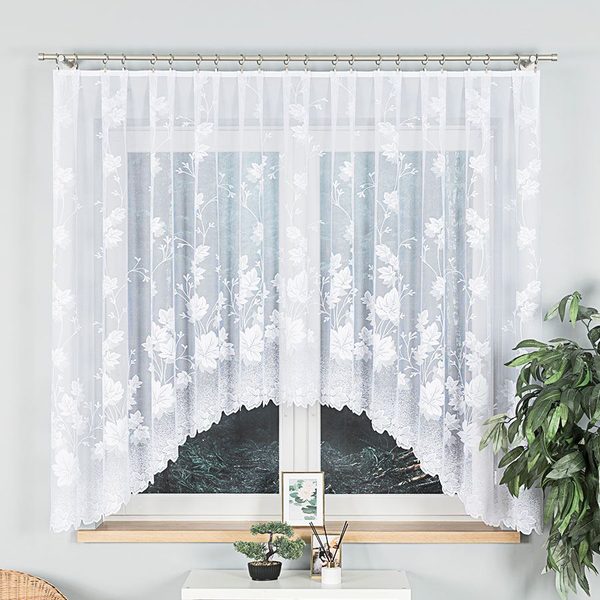 Oblouková záclona Tereza 160x500 cm bez řasící pásky