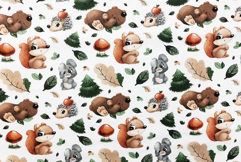 Bavlněná látka lesní zvířátka