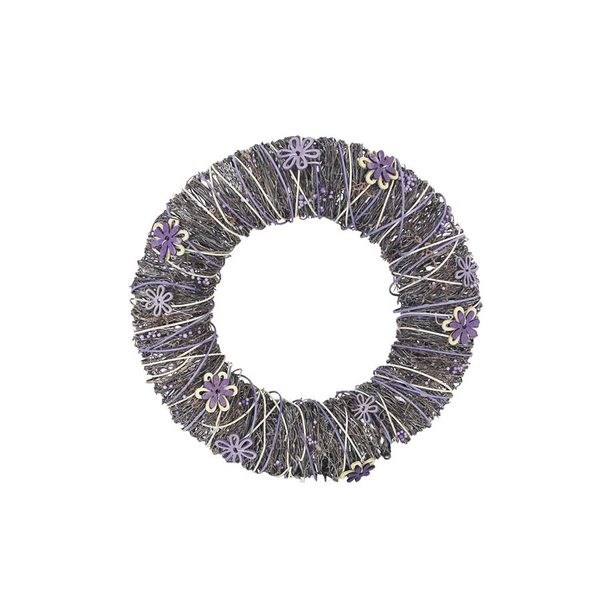 Věnec s dekoracemi fialový P1153/2 - 31 cm