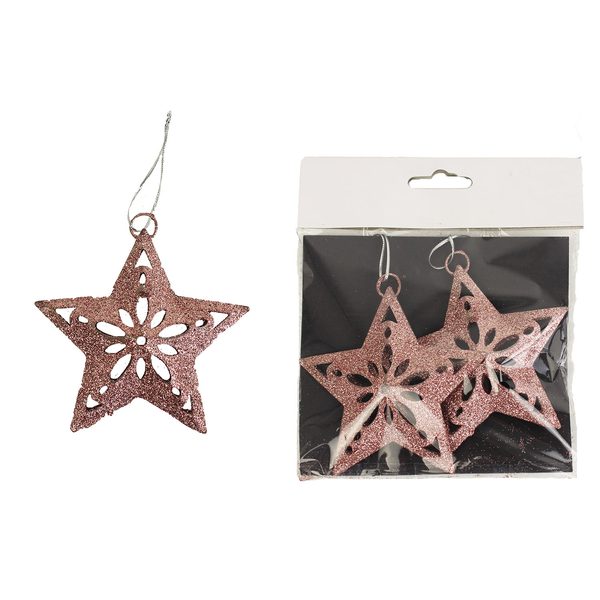 Ozdoba hvězda, 2ks K1094/R - dia 10 x 2,5 cm