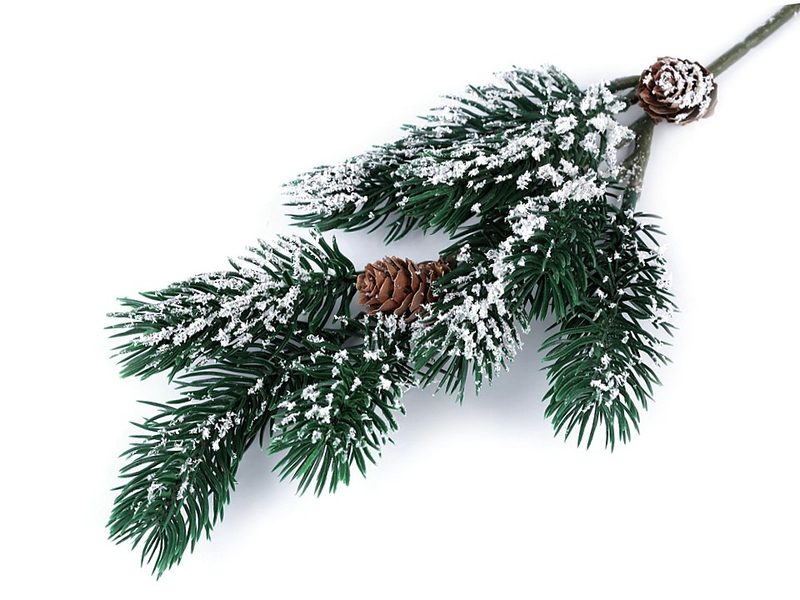 Umělá borovice s šiškami ojíněná zimní menší