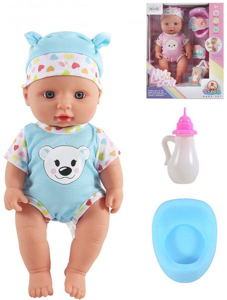 Panenka miminko 30cm set s doplňky pije čůrá na baterie Zvuk 2 barvy